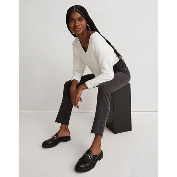 NWT Madewell Petite Stovepipe Jeans in Banberry Wash: Raw-Hem Edition, Size 23P - Picture 2 of 16